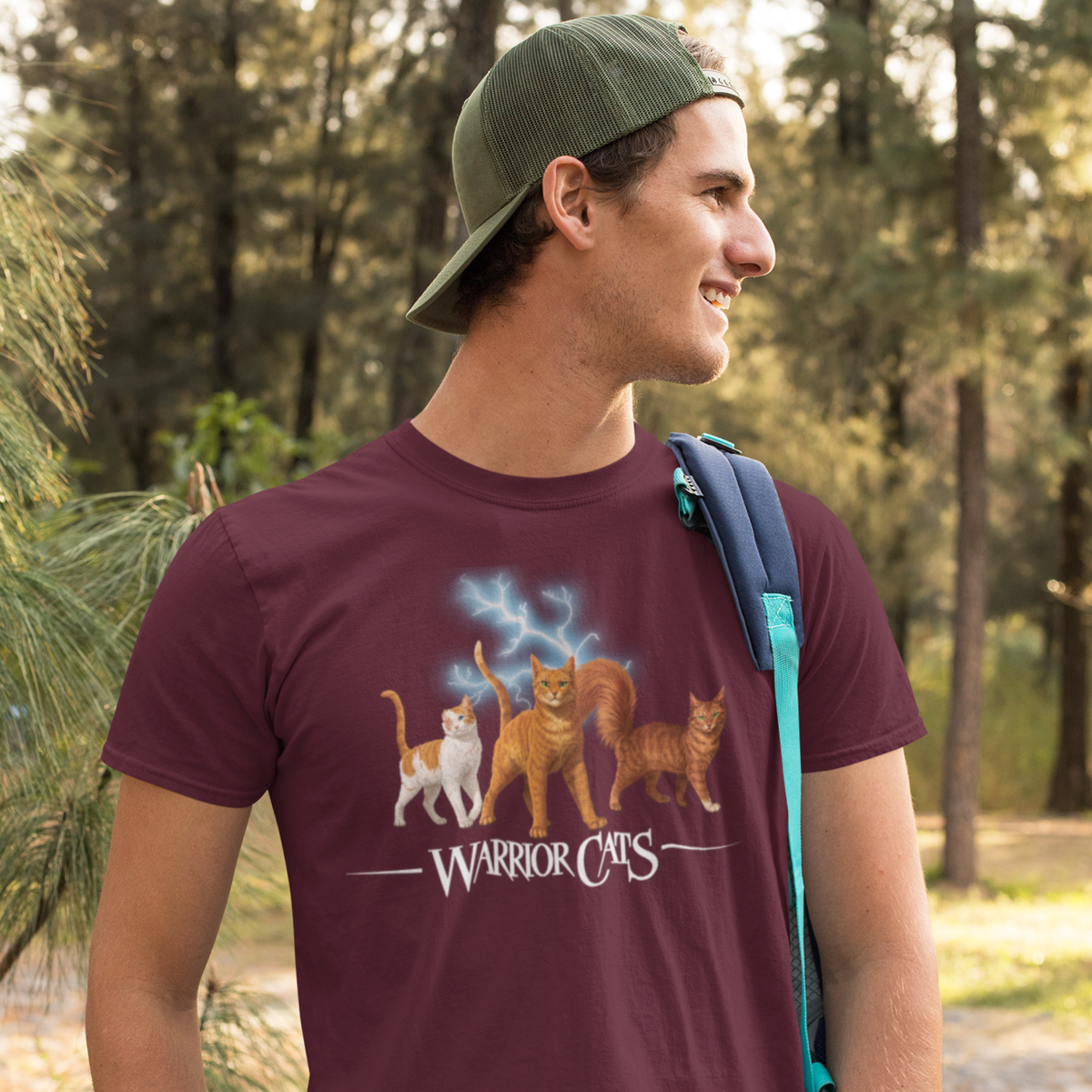 T-shirt unisexe adulte Warrior Cats Lightening – Étoile de Feu / Cœur Blanc / Poil d'Écureuil
